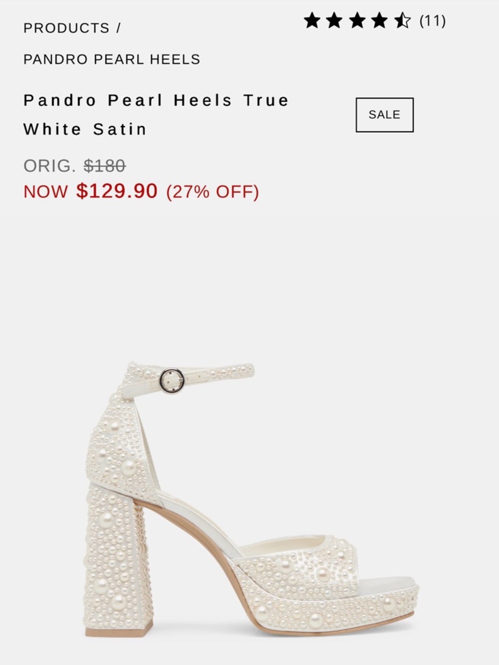 Dolce Vita White Pearl-Embellished Satin Platform Heels